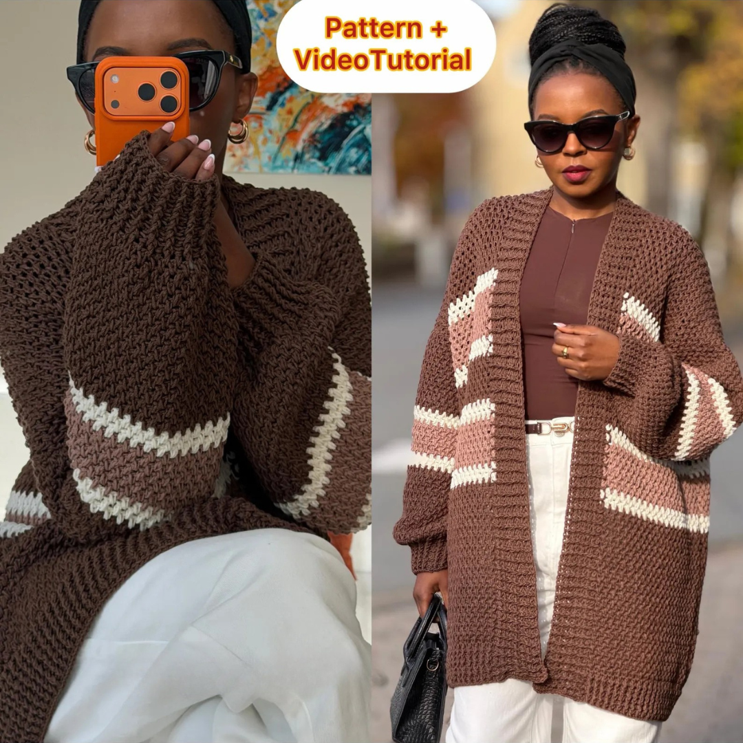 Elizabeth Cardigan Crochet Pattern | Oversized, Easy | Made To measure | PDF + Video Tutorial - English