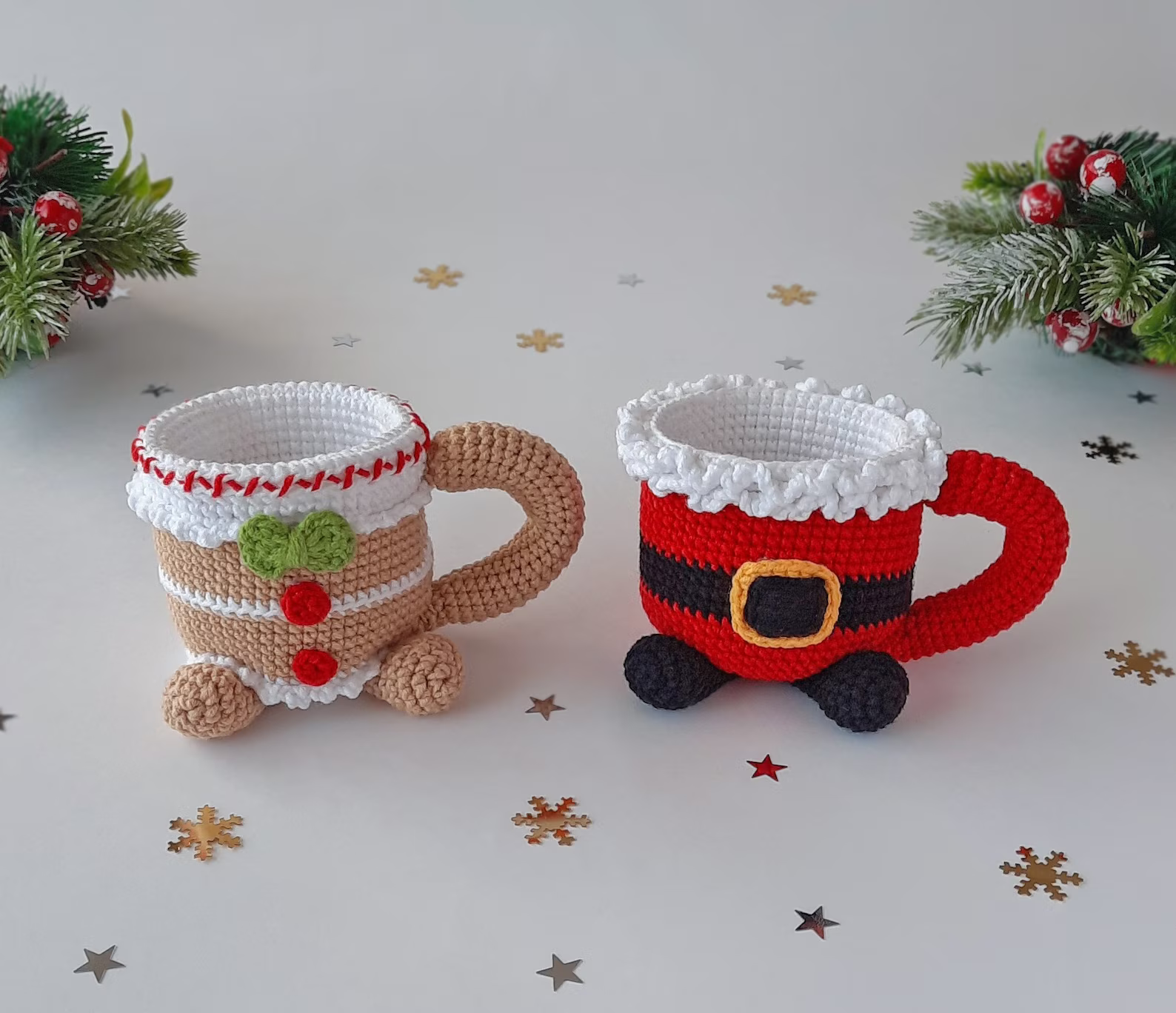 Crochet Christmas Mugs Set – Set of 6 Patterns