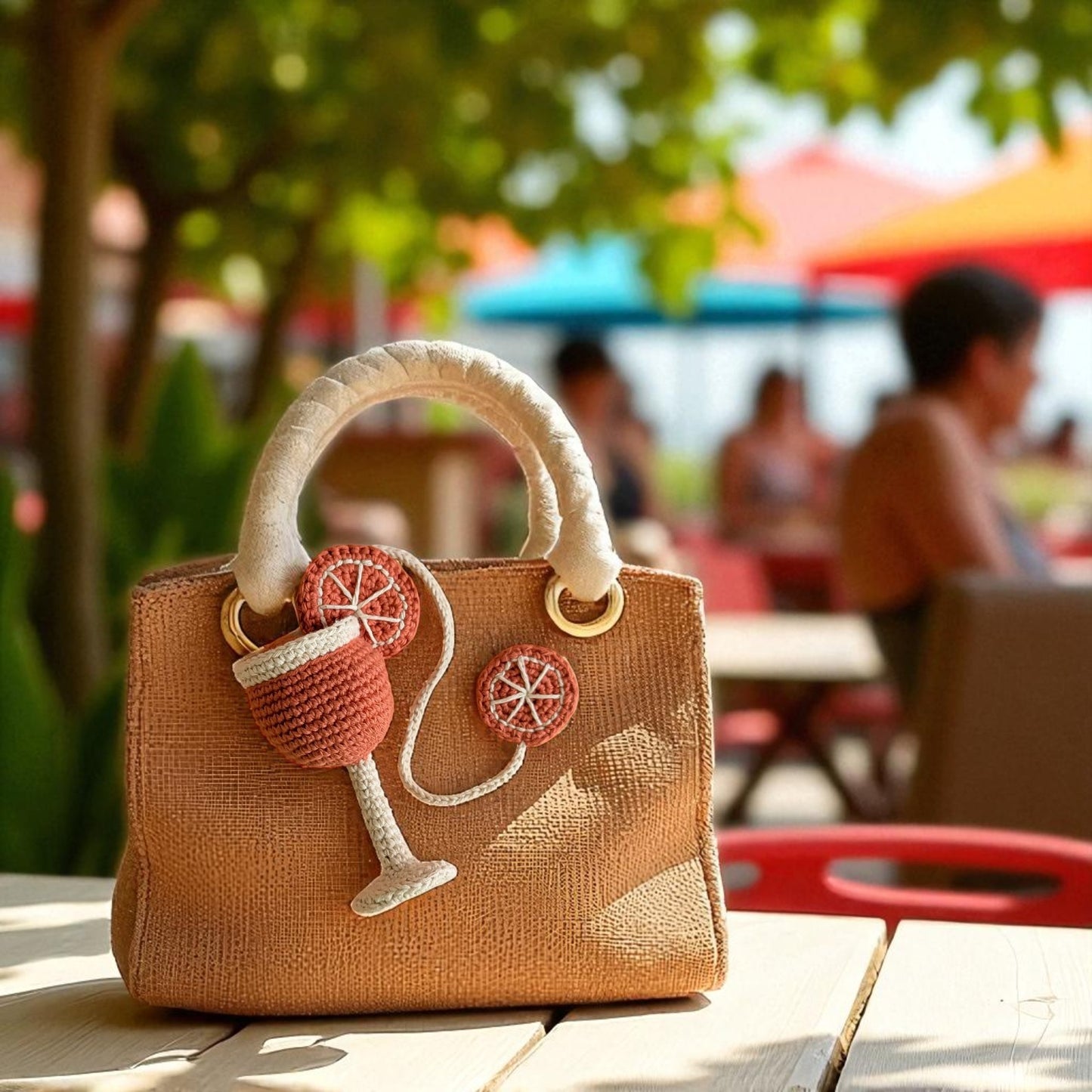 Aperol Spritz Bag Charm – Touch of Summer Wherever You Go Crochet Pattern
