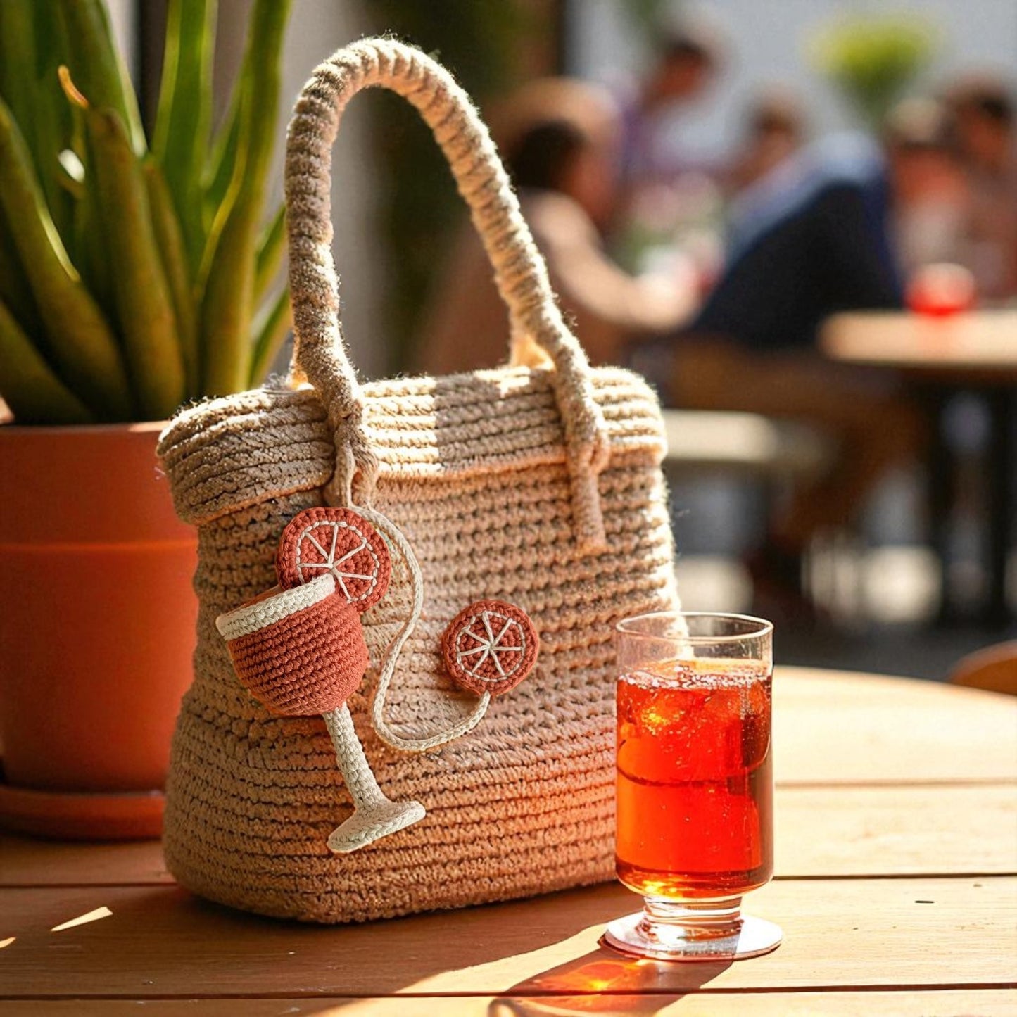Aperol Spritz Bag Charm – Touch of Summer Wherever You Go Crochet Pattern