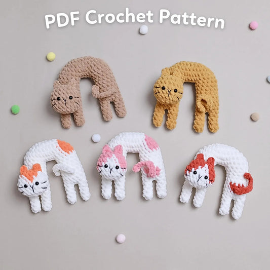 ✨ Noodle Cat – Cuddly No-Sew Doll PDF (5 Languages) Crochet Pattern