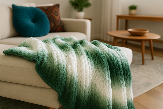 Chunky Evergreen Throw Blanket Crochet Pattern