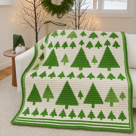 ❄️ Winter Forest Mosaic Blanket Crochet Pattern