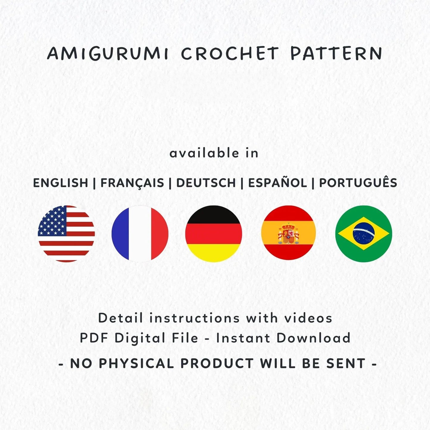 ✨ Noodle Cat – Cuddly No-Sew Doll PDF (5 Languages) Crochet Pattern