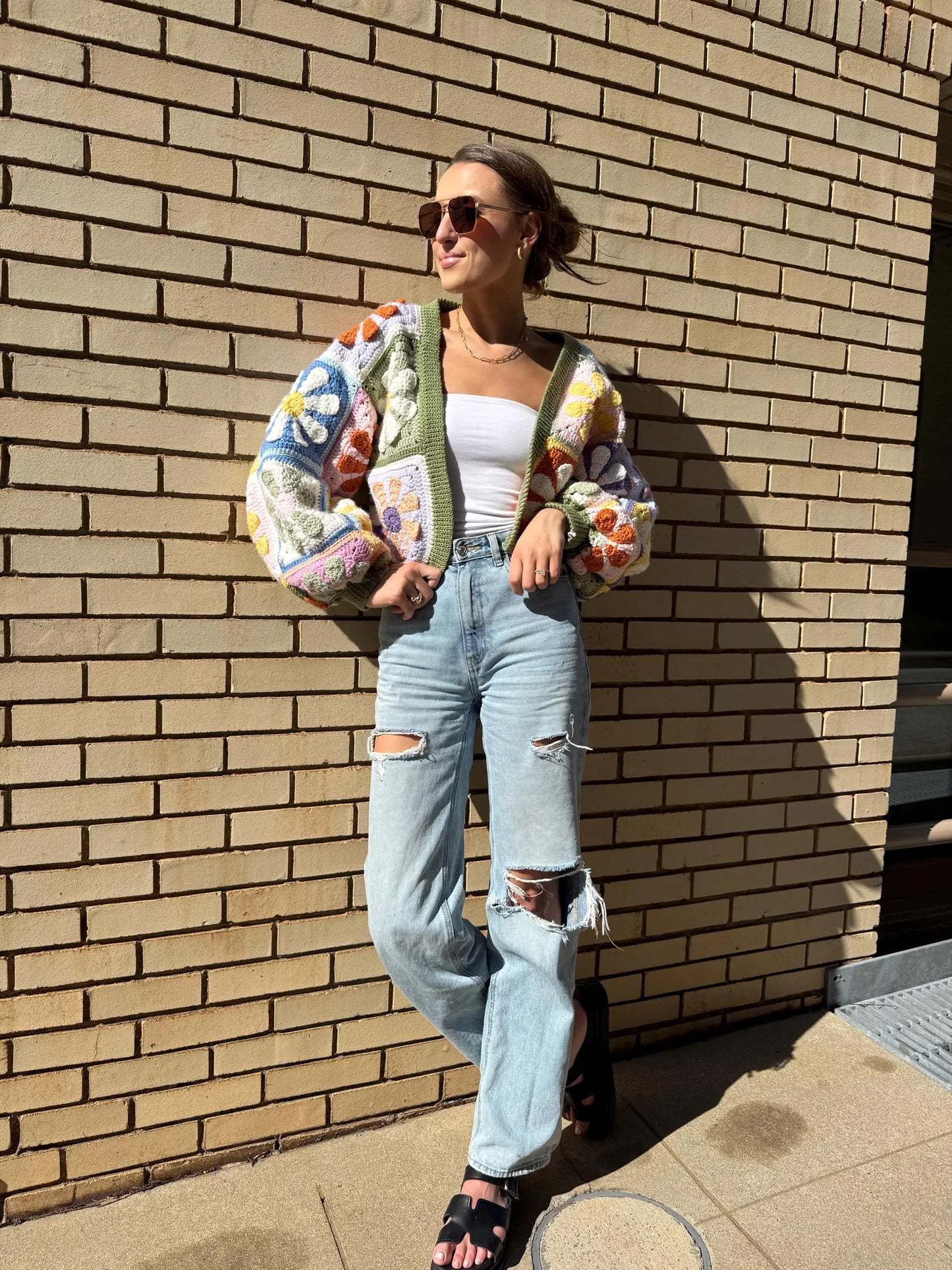 Mystery Retro Daisy Granny Square Cardigan Crochet Pattern