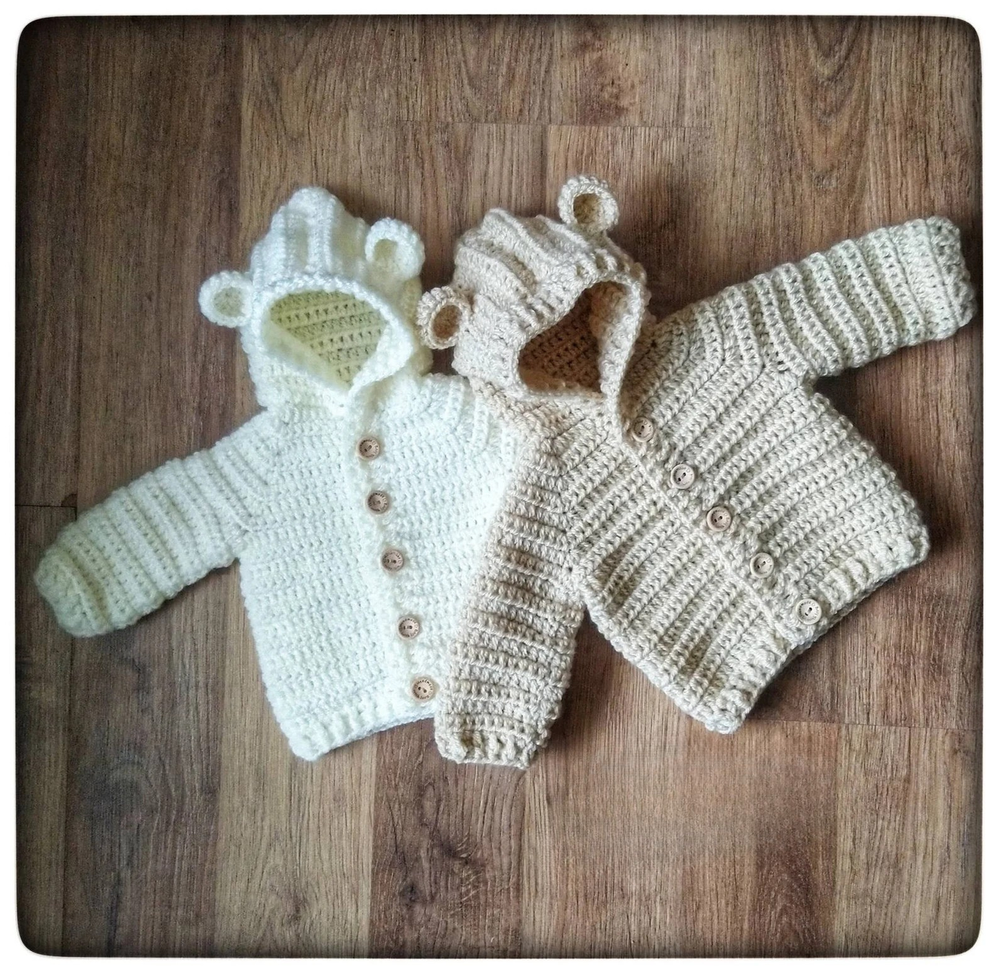 Bear Hooded Jacket Cardigan Crochet Pattern size's preemie to 10 Years