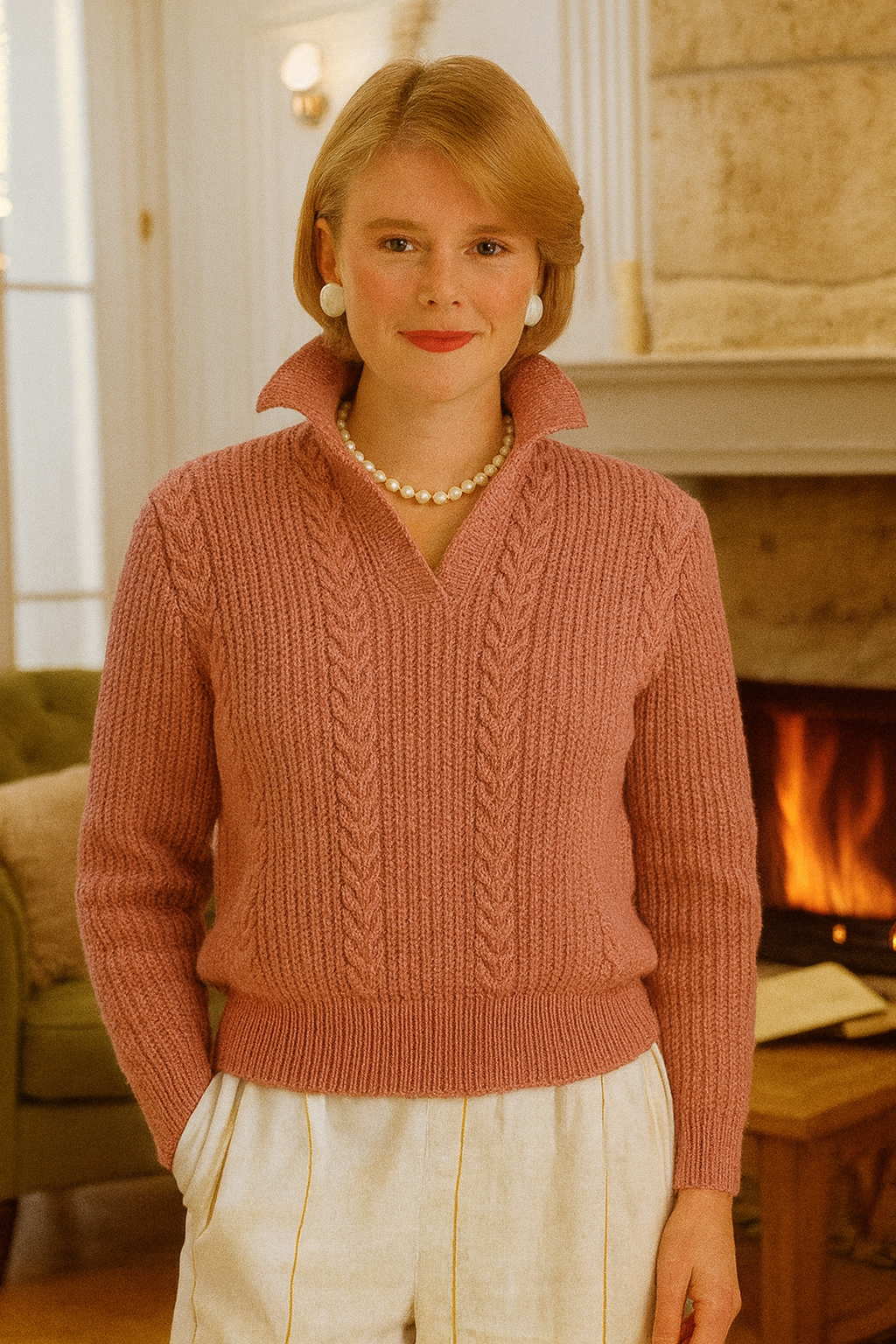 vintage ladies sweater design knitting pattern