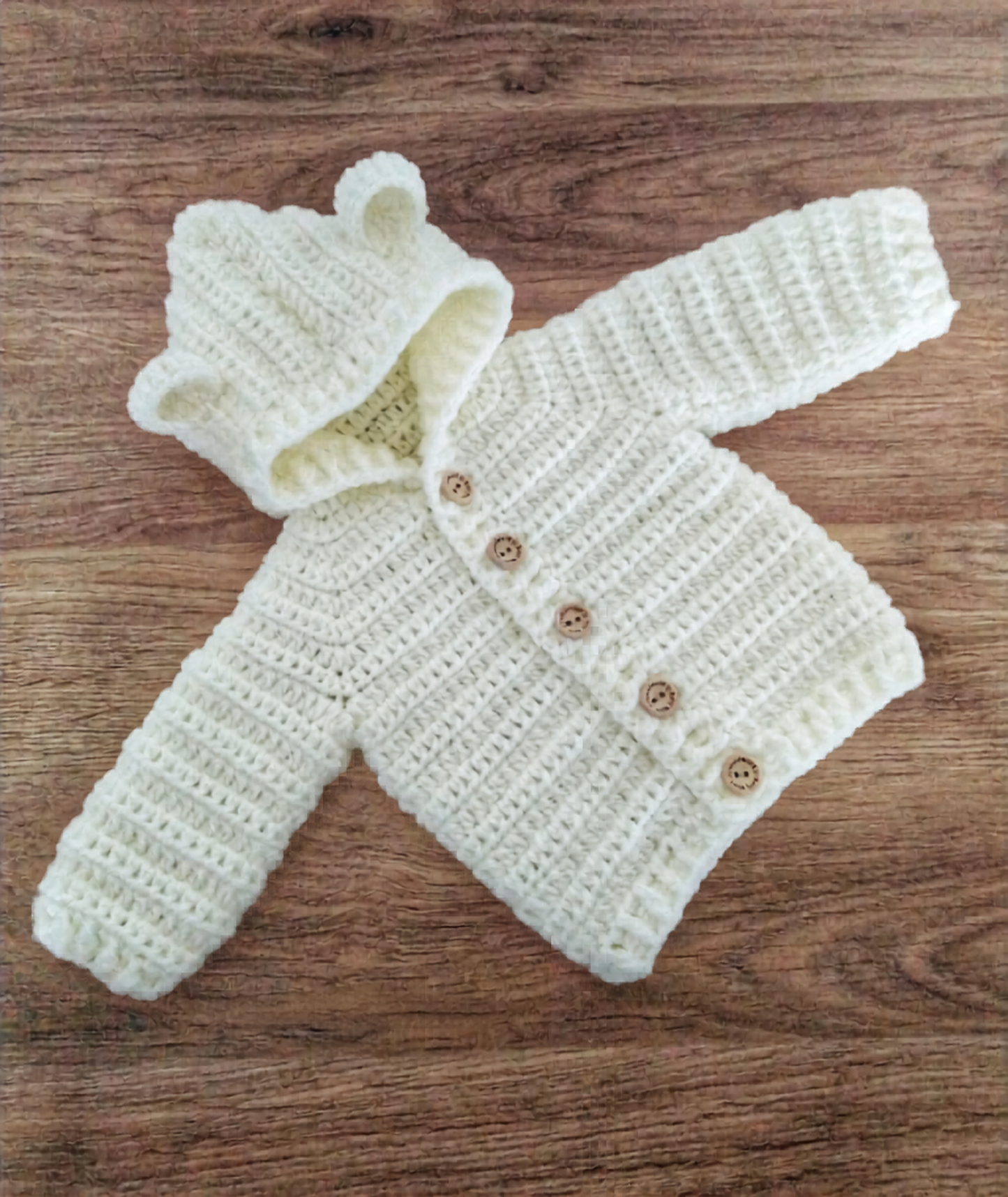 Bear Hooded Jacket Cardigan Crochet Pattern size's preemie to 10 Years