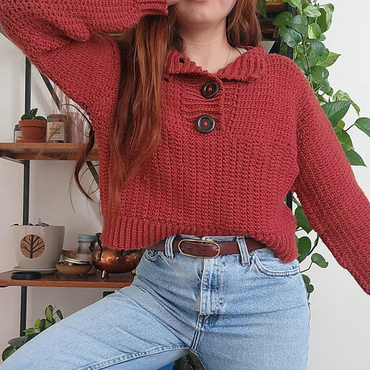Jasper — Button-Up Rustic Pullover Crochet Pattern