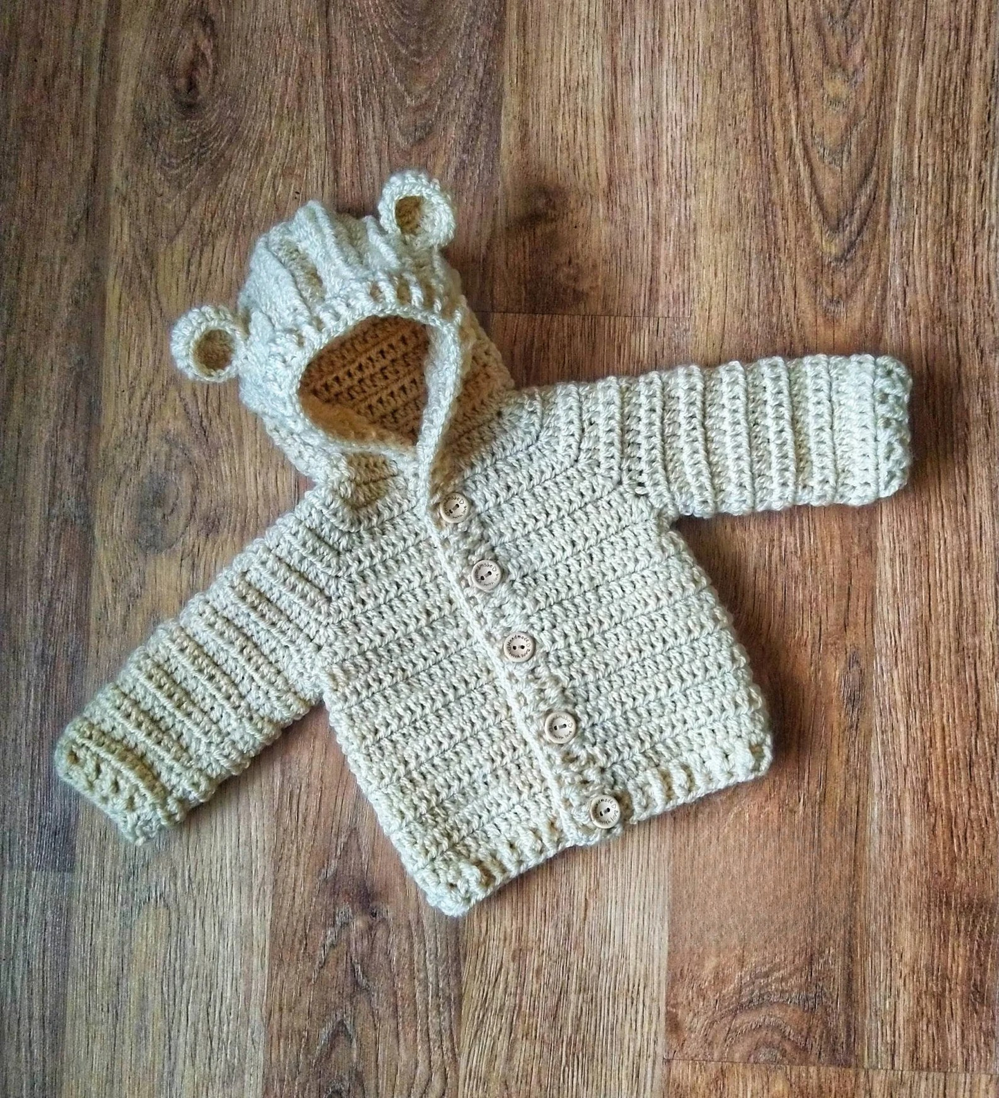 Bear Hooded Jacket Cardigan Crochet Pattern size's preemie to 10 Years