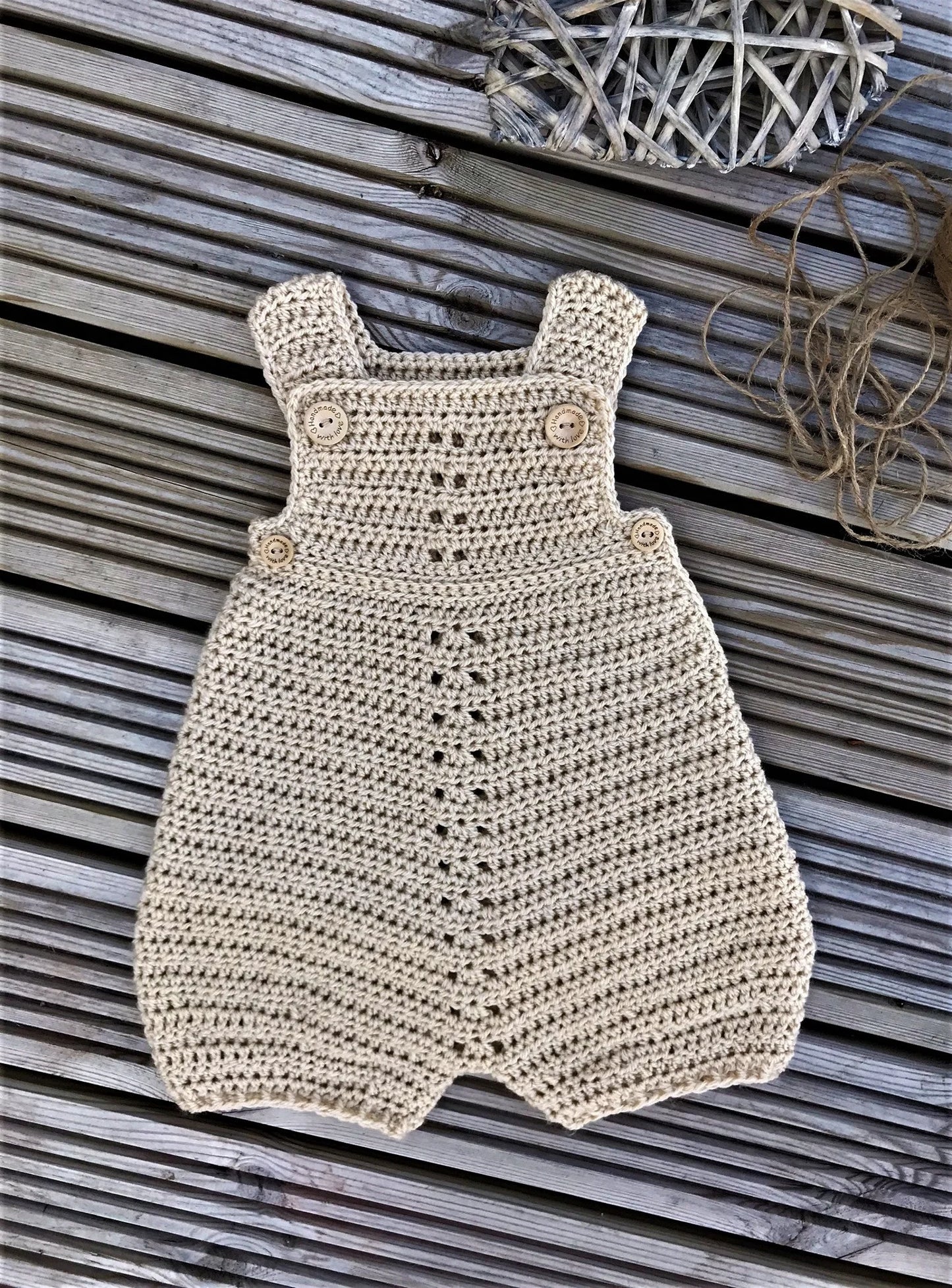 Crochet Pattern Baby Romper - Newborn to 24 months