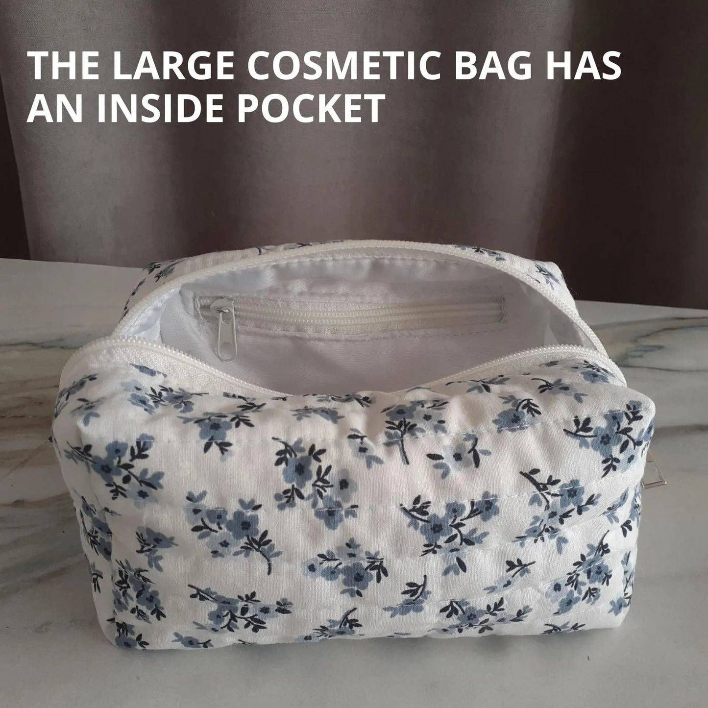 Makeup bag sewing pattern, 2 styles, 3 sizes, Quilted toiletry bag