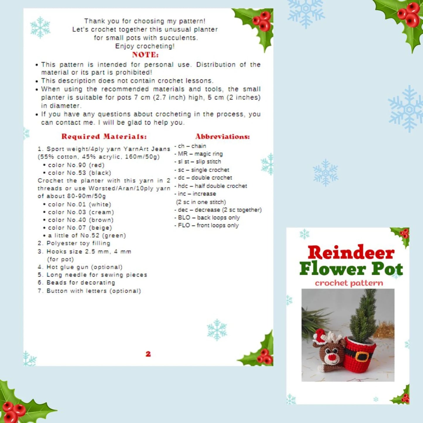 Reindeer Planter Crochet Pattern – Cute Christmas Decor