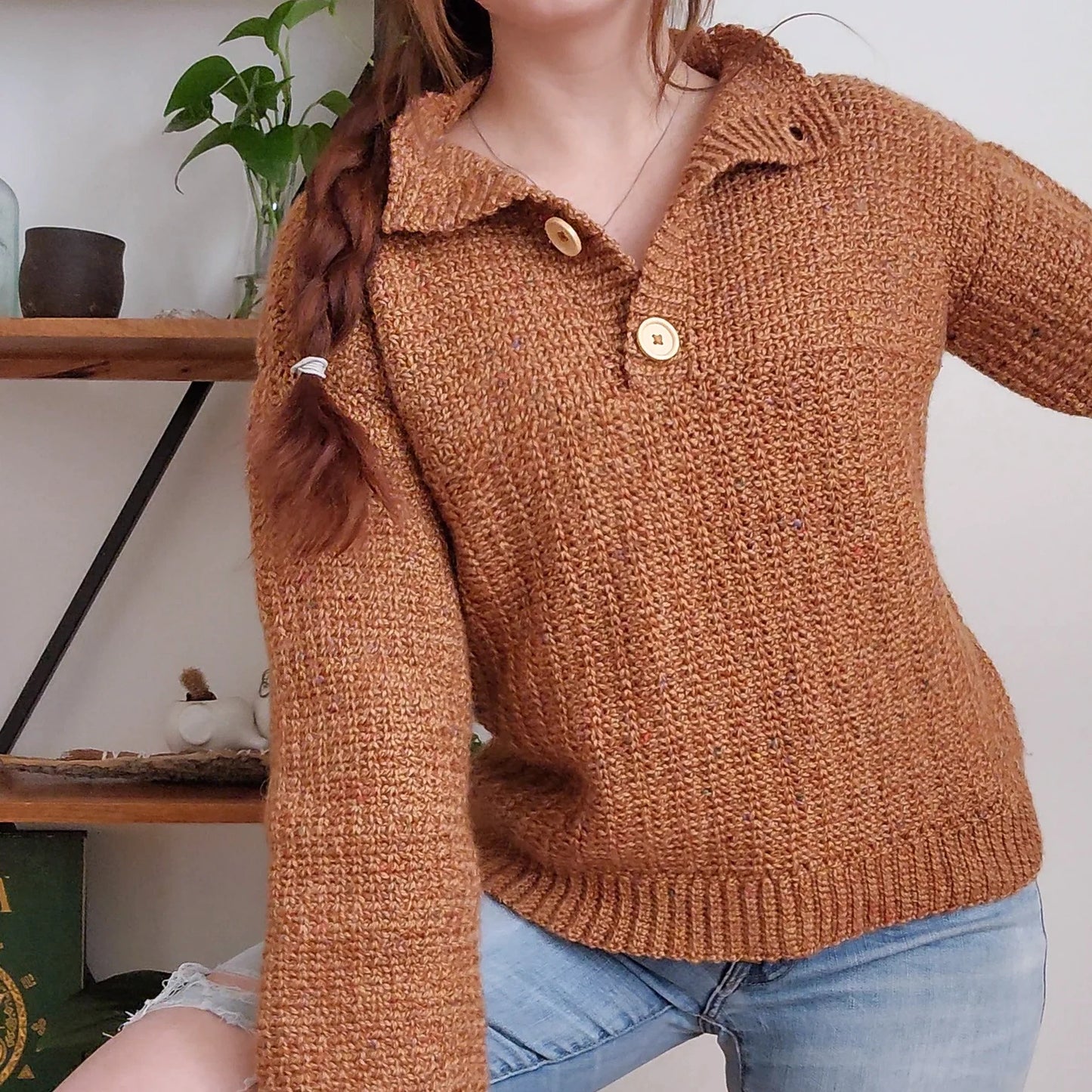 Jasper — Button-Up Rustic Pullover Crochet Pattern