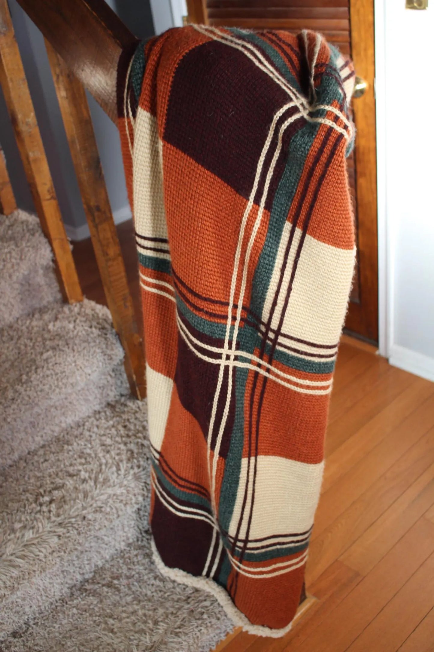 Cozy Fall Flannel No-Sew Tunisian Crochet Blanket