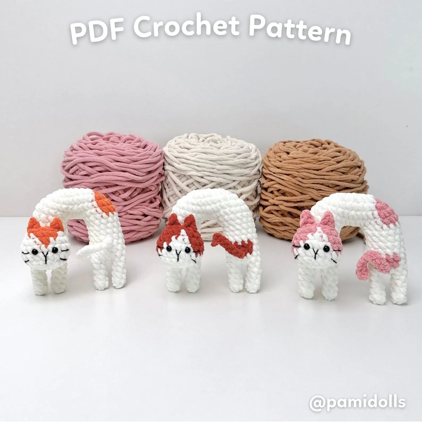 ✨ Noodle Cat – Cuddly No-Sew Doll PDF (5 Languages) Crochet Pattern
