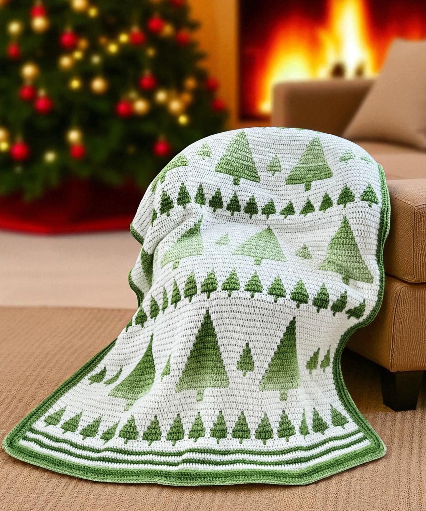 ❄️ Winter Forest Mosaic Blanket Crochet Pattern