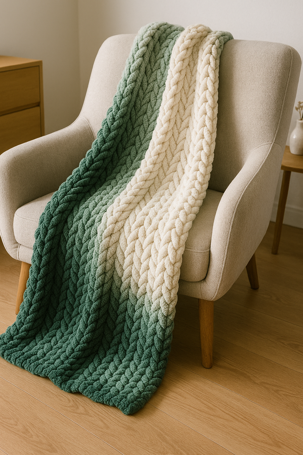 Chunky Evergreen Throw Blanket Crochet Pattern