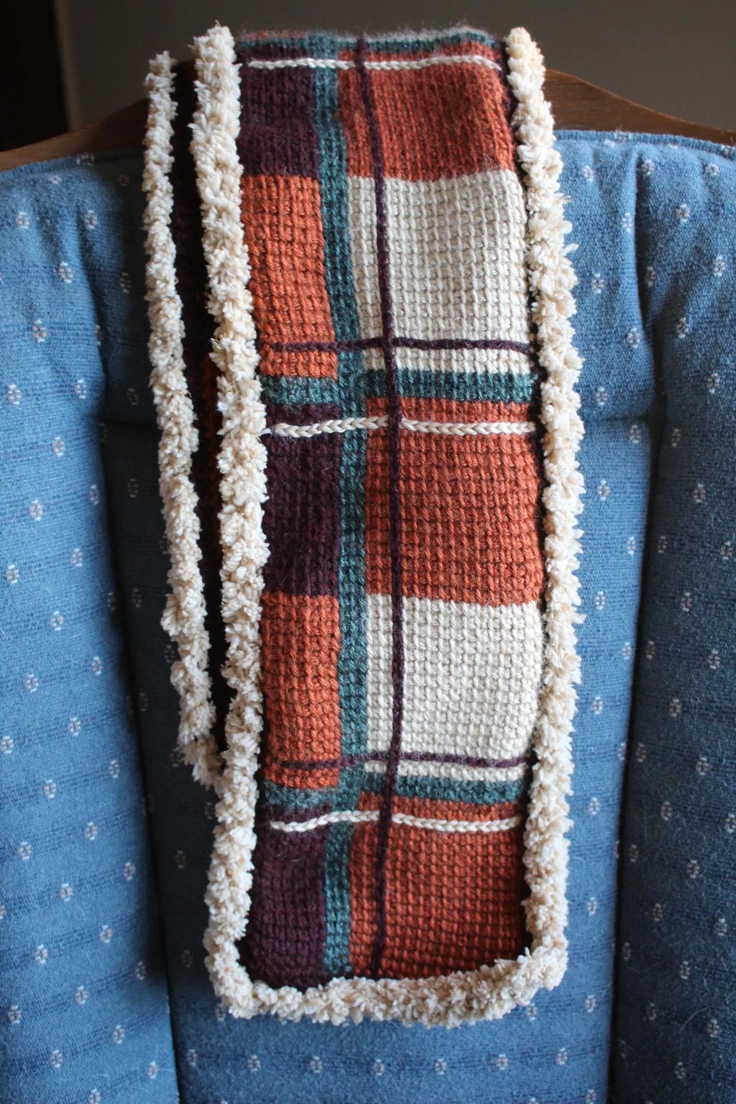 Cozy Fall Flannel No-Sew Tunisian Crochet Blanket