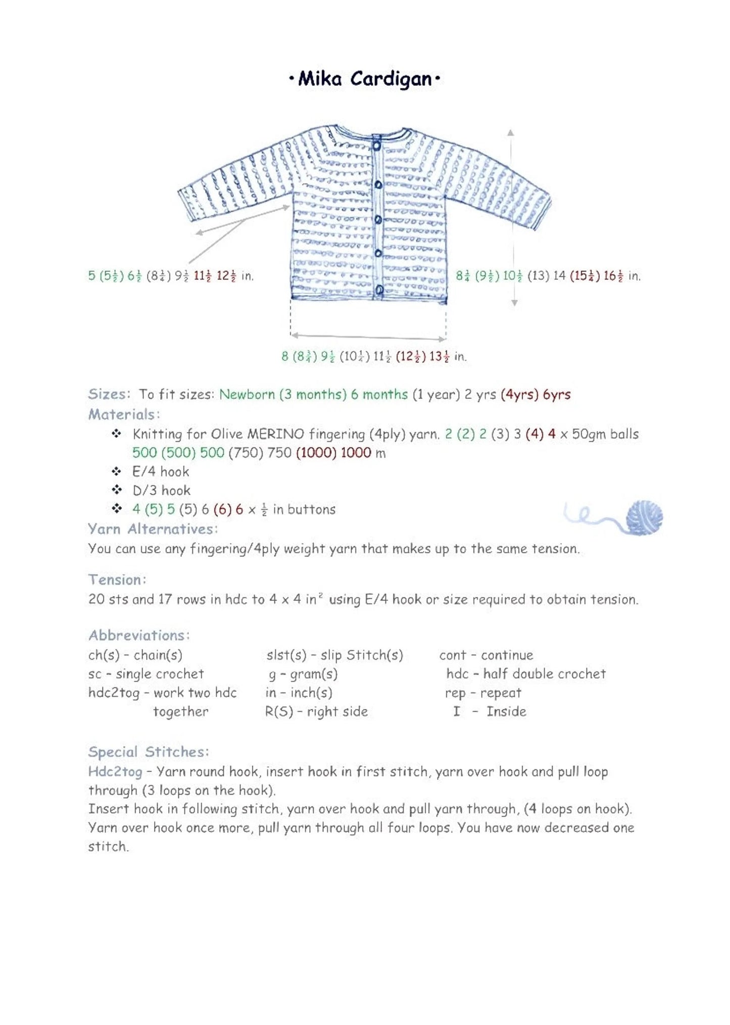 Cardigan-jacket newborn-6 years - Crochet Pattern