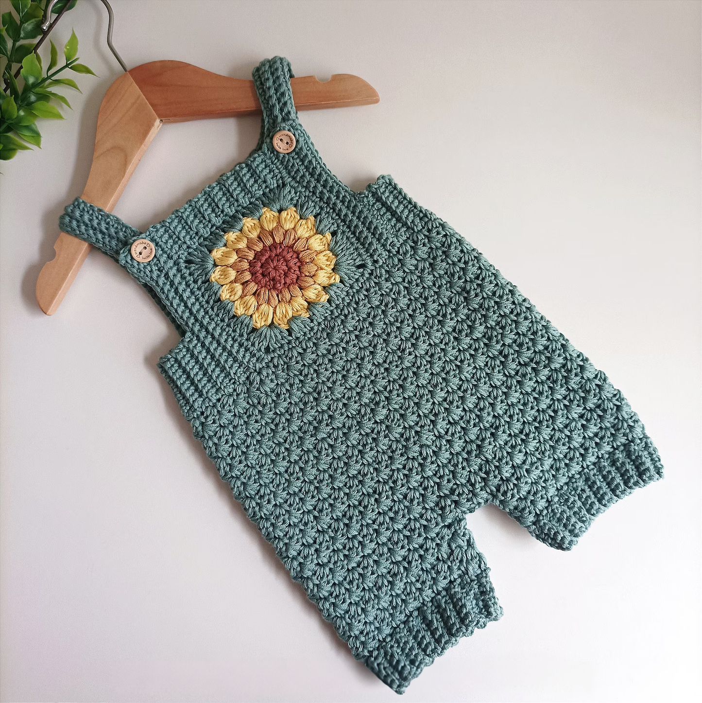 Sunflower Overalls and Dress Crochet Pattern sizes Newborn to 4 Years