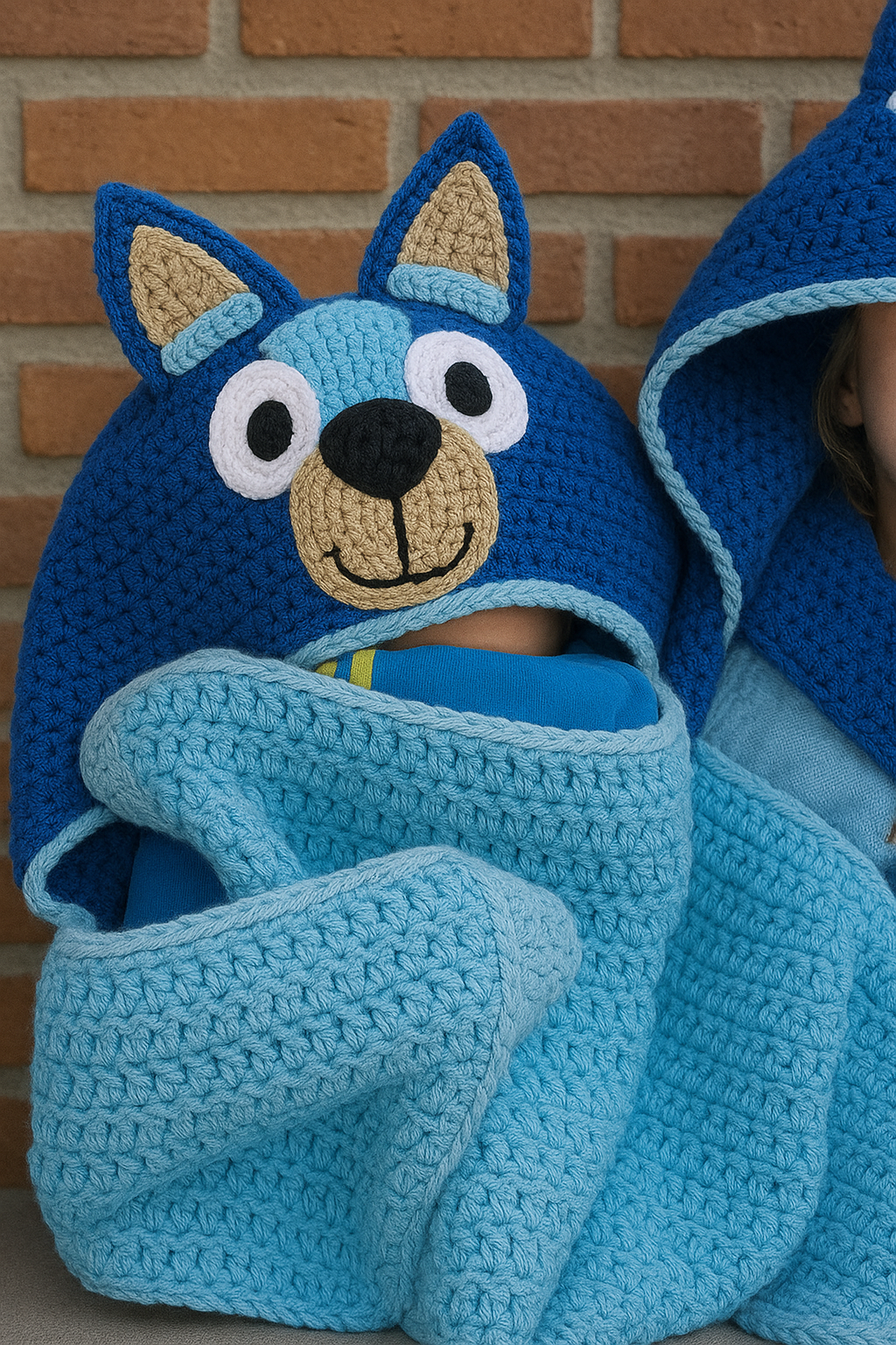 Blue Dog Hooded Blanket Crochet Pattern