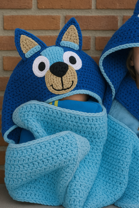 Blue Dog Hooded Blanket Crochet Pattern
