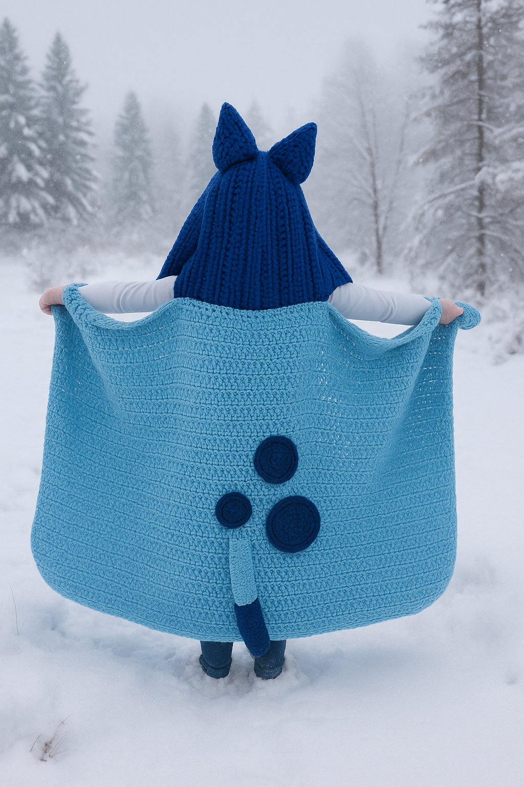 Blue Dog Hooded Blanket Crochet Pattern