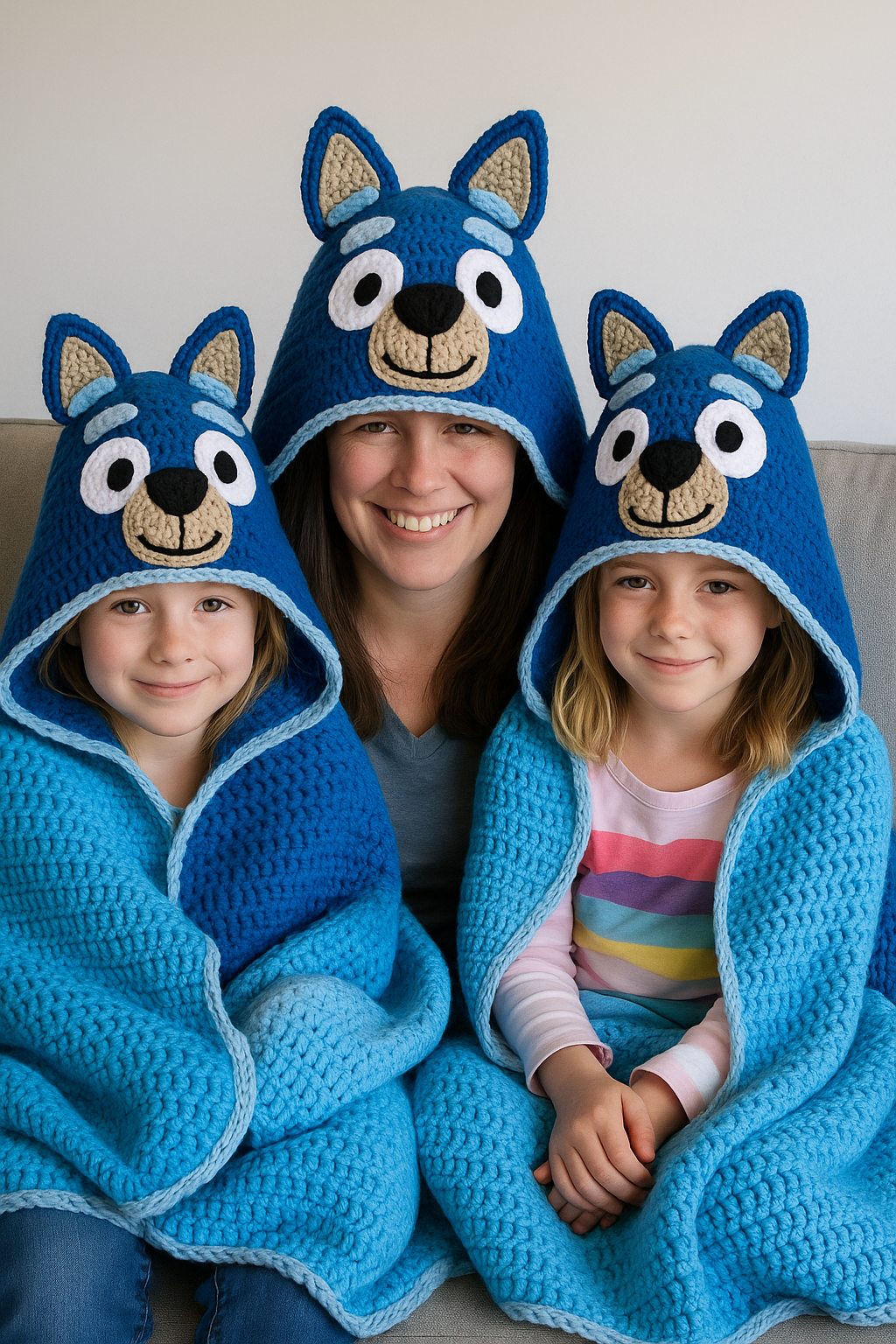 Blue Dog Hooded Blanket Crochet Pattern