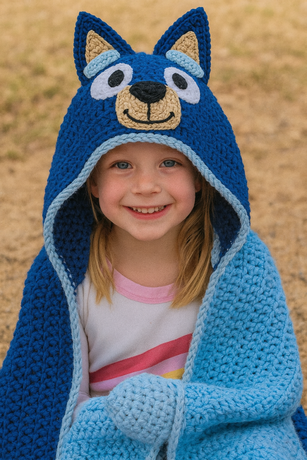 Blue Dog Hooded Blanket Crochet Pattern