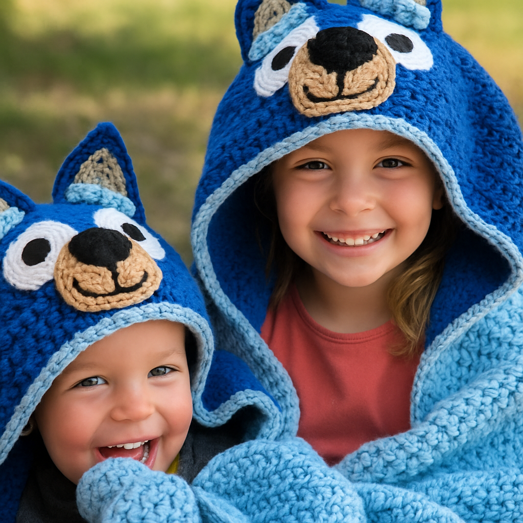 Blue Dog Hooded Blanket Crochet Pattern