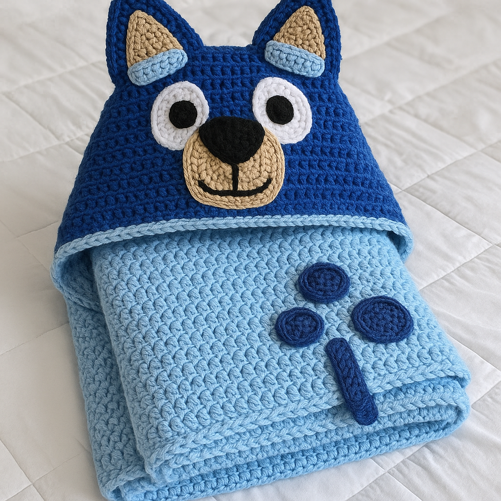Blue Dog Hooded Blanket Crochet Pattern