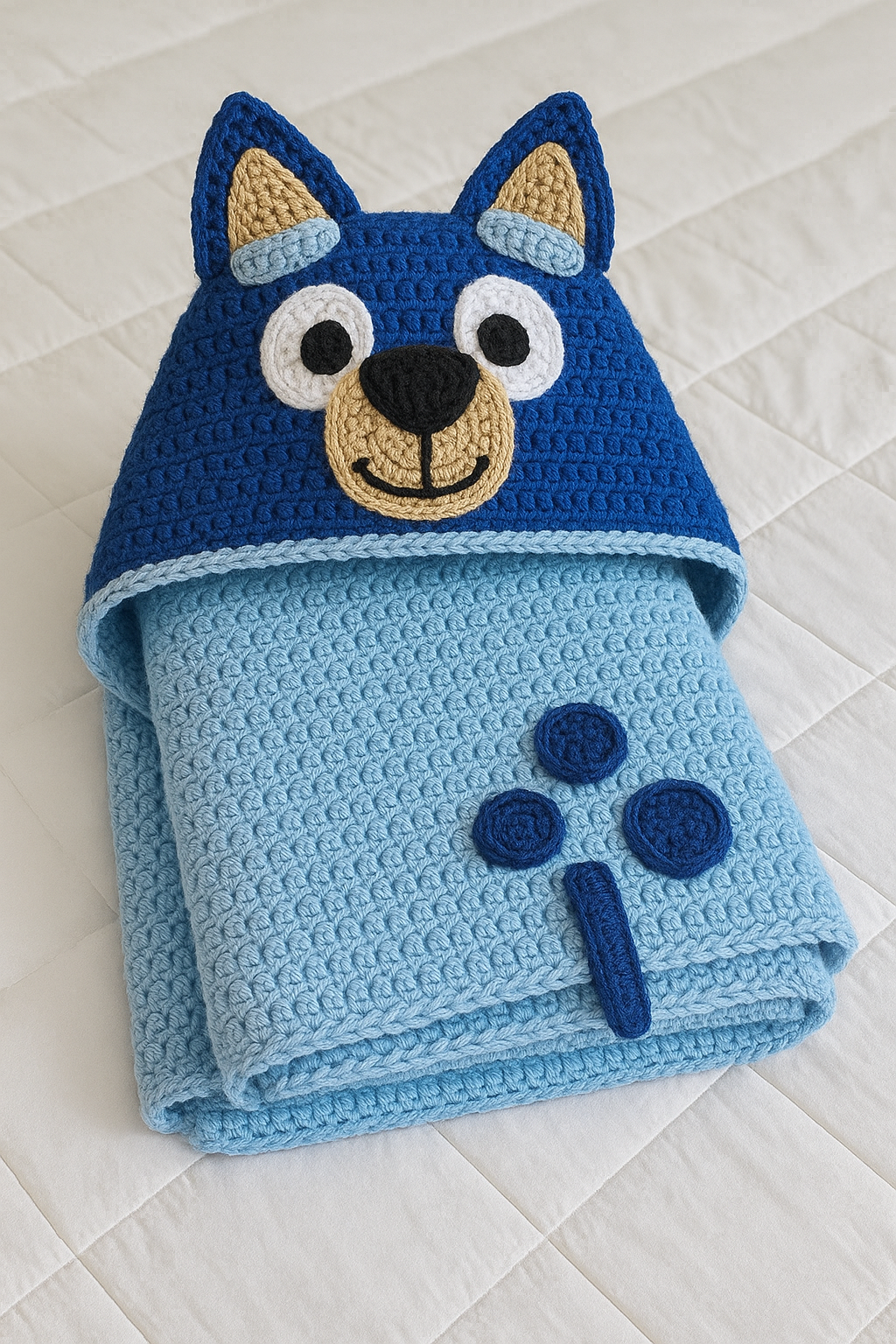 Blue Dog Hooded Blanket Crochet Pattern