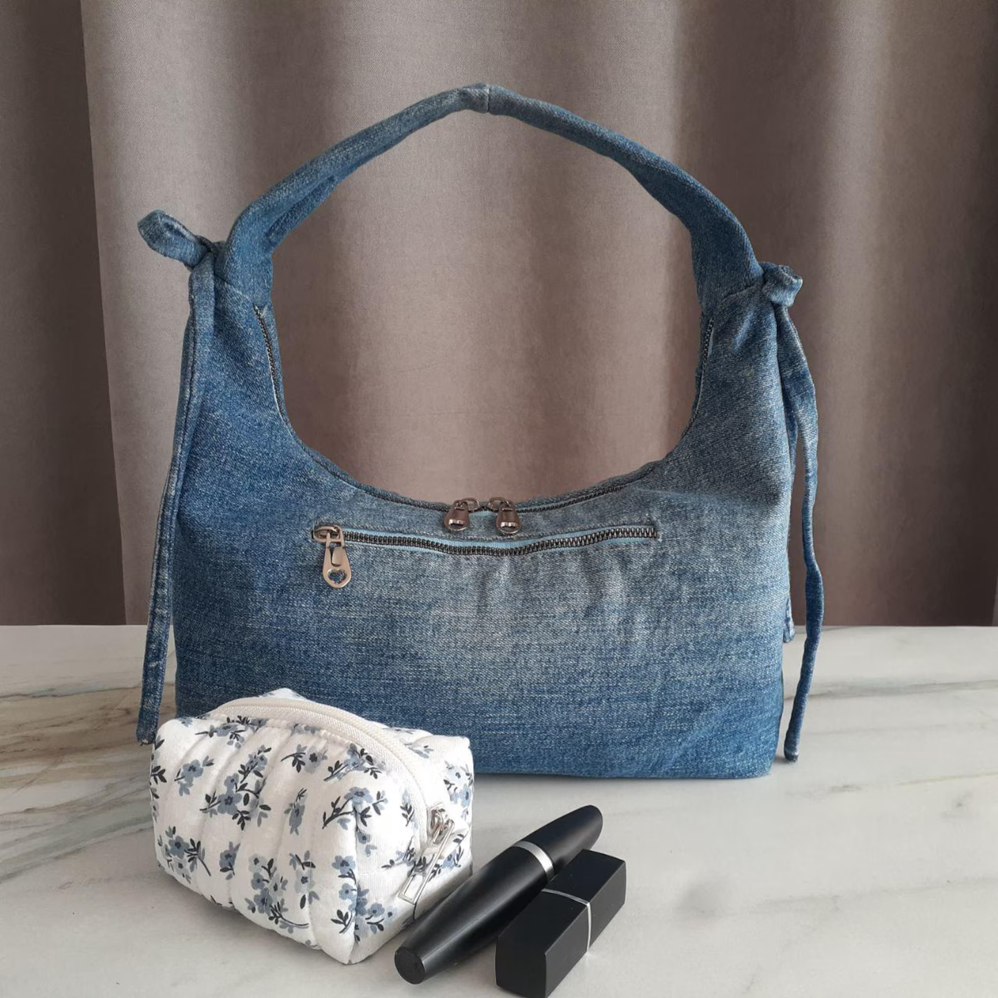 Makeup bag sewing pattern, 2 styles, 3 sizes, Quilted toiletry bag