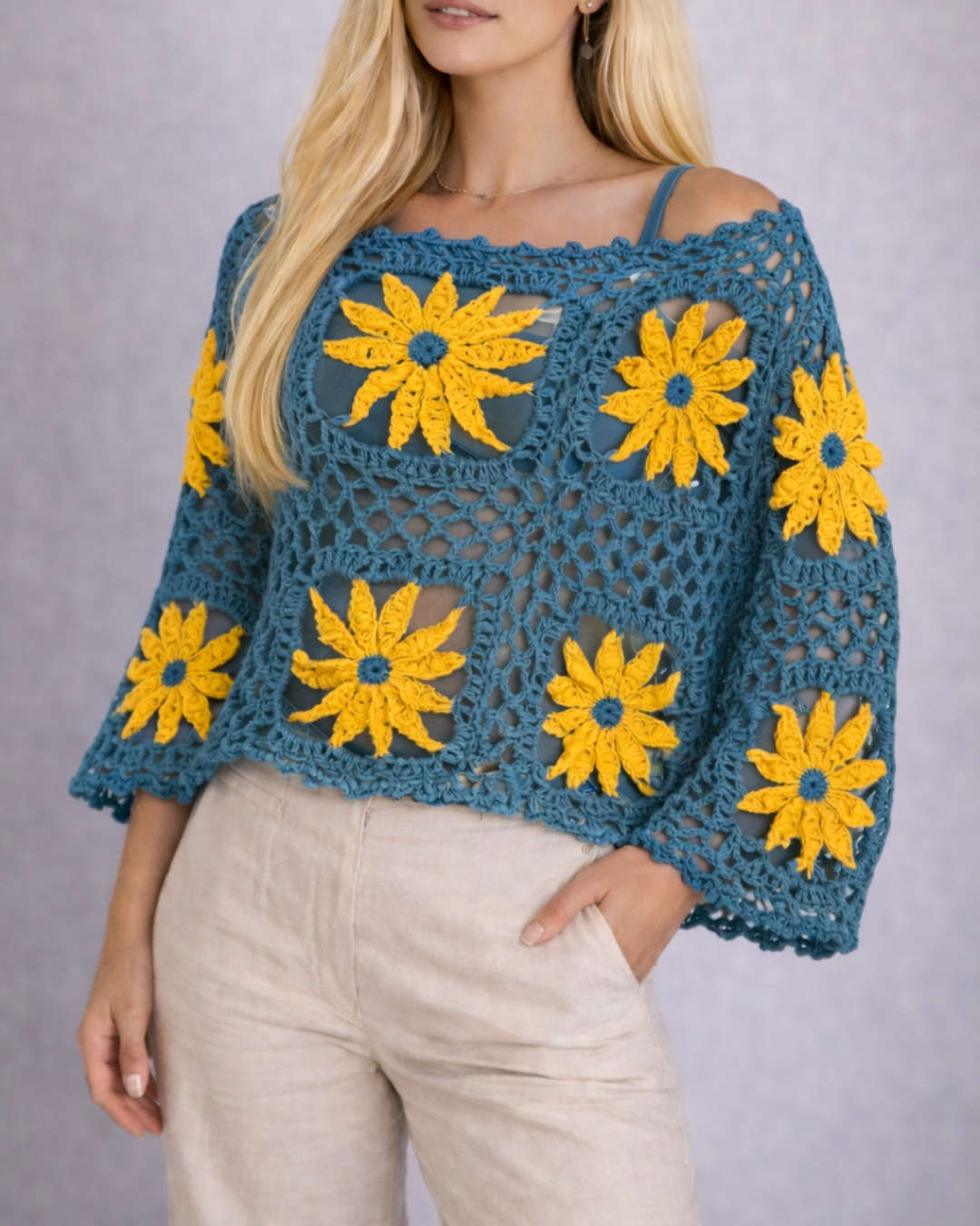 Flowers Top –Crochet Pattern with Video Tutorials