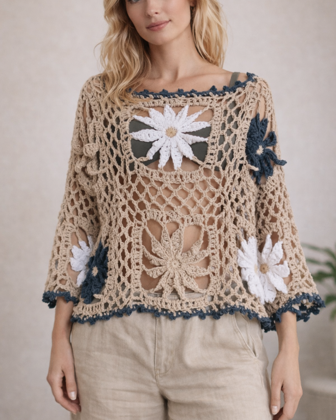 Flowers Top –Crochet Pattern with Video Tutorials