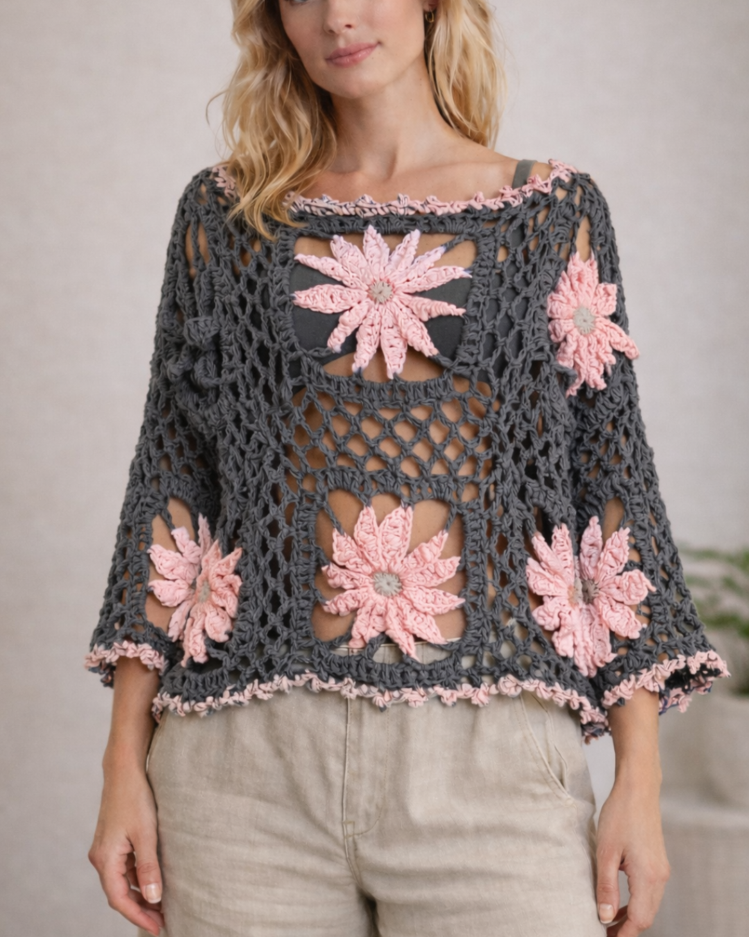 Flowers Top –Crochet Pattern with Video Tutorials