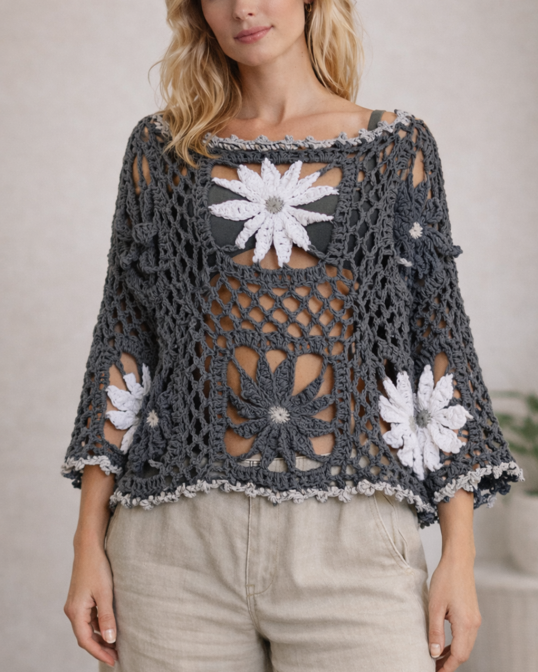 Flowers Top –Crochet Pattern with Video Tutorials