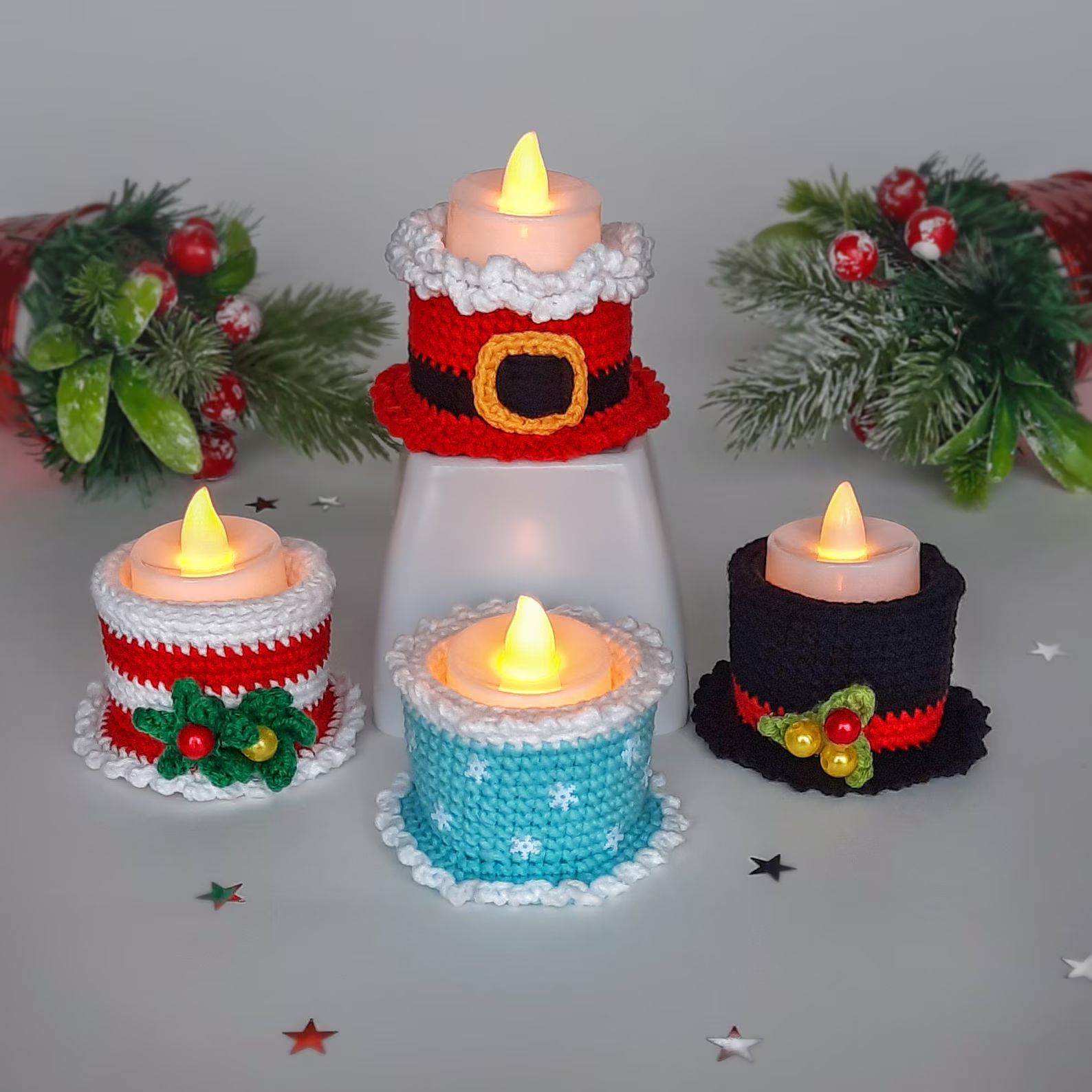 Crochet Pattern Tea Candle Holder Set