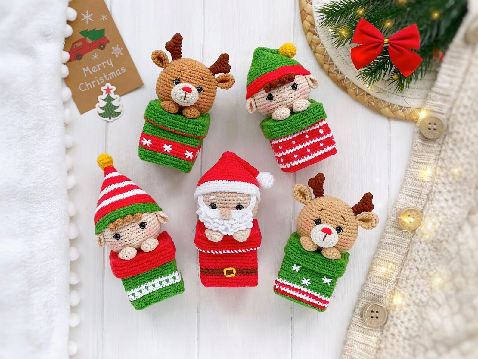 Christmas Ornaments Gift Boxes Crochet  Pattern